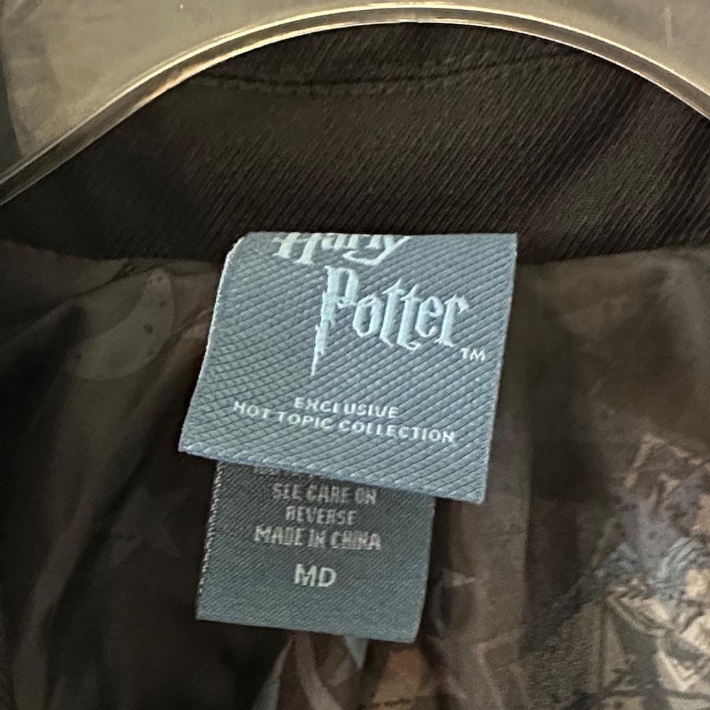 Harry Potter Hot Topic Coat - Med, Deathly Hallows Buttons, Hooded Wizard Trench - Picture 3 of 12